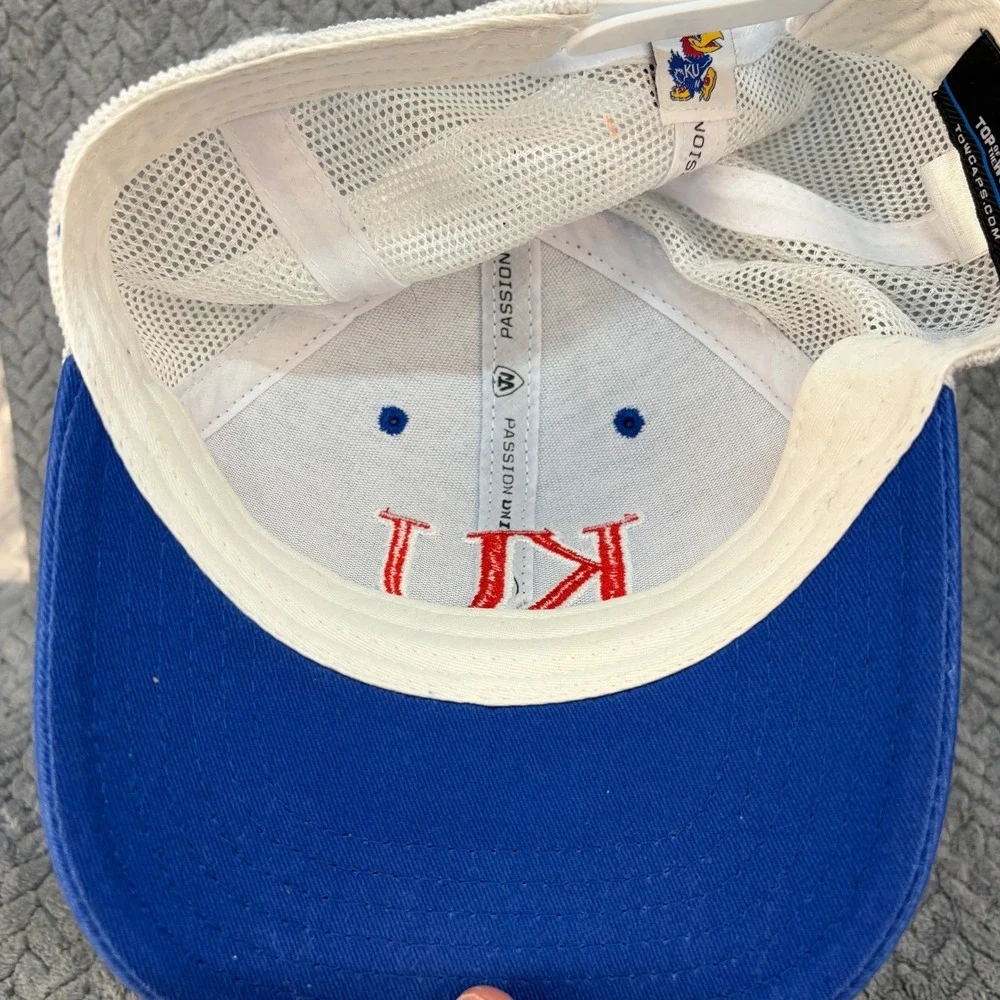 Top of the World Kansas Jayhawks KU Trucker Hat Blue White Snapback Cap 6016